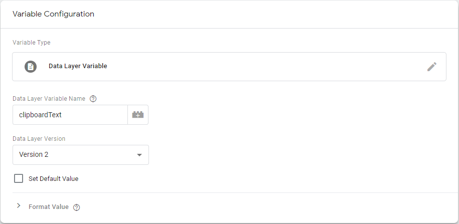 Clipboard text variable - Google Tag Manager