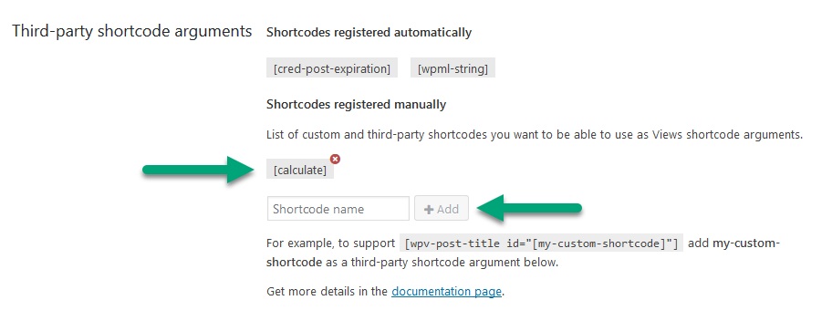third party shortcode integration views