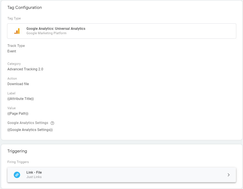 Advanced Analytics Tracking 2.0 Tag Manager Event File Download