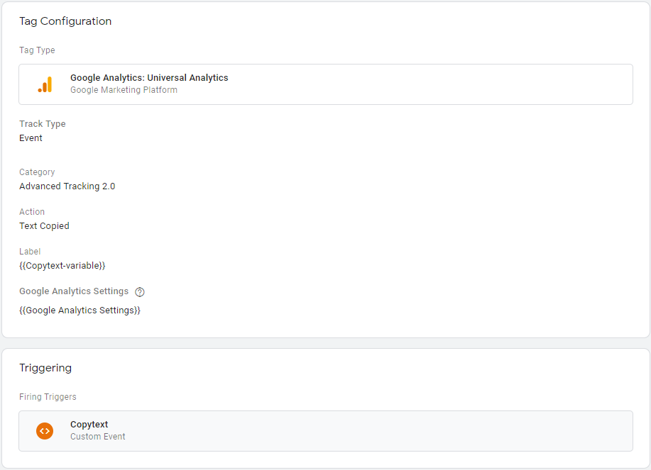 Copy Text Analytics Event with Tag Manager