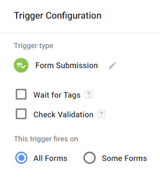 form trigger setting tag manager