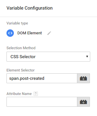 tag manager variable DOM css